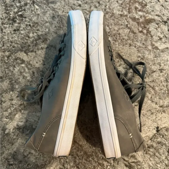 Sperry Mens Lace Up Sneakers Size 8 M Charcoal Gray Nubuck Leather STS17716