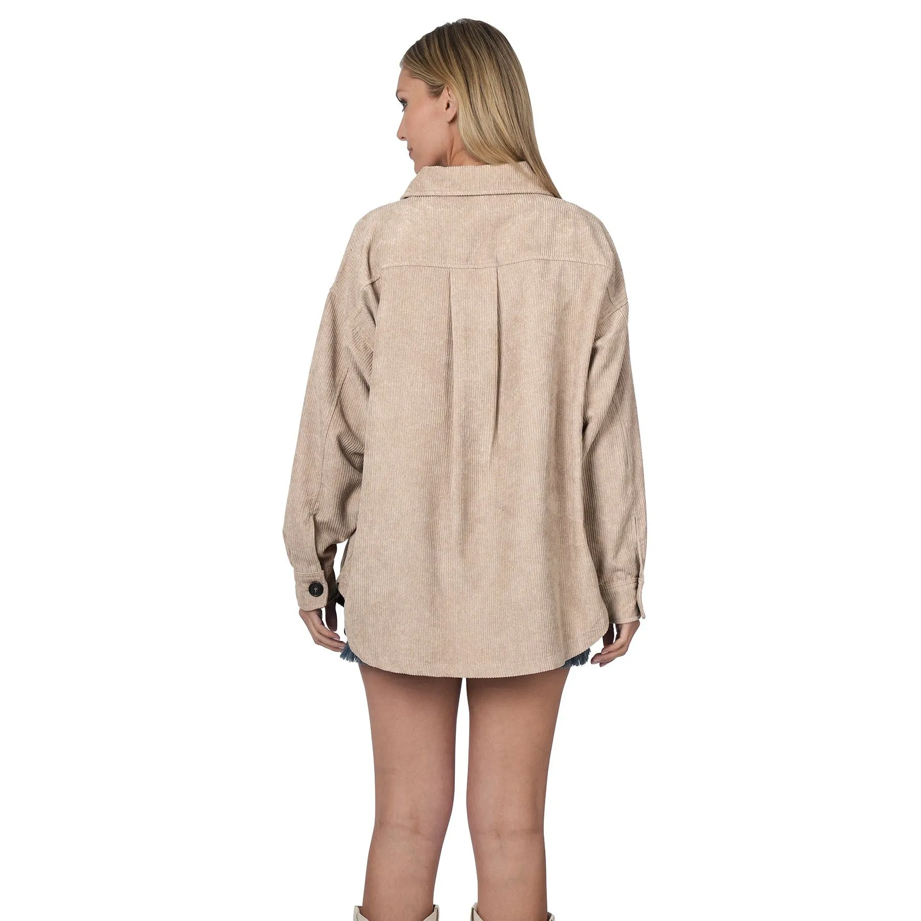 Stopping Traffic Corduroy Shacket in Lite Mocha