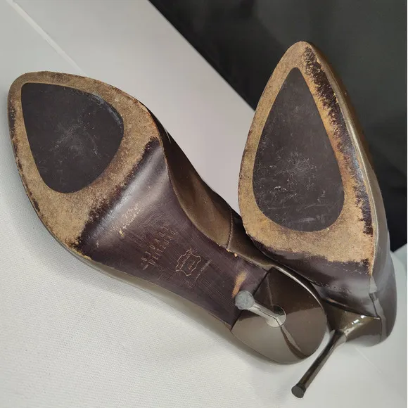 Stuart Weitzman Iron Quasar Pump Heels Size 8.5 Bronze Metallic Silver