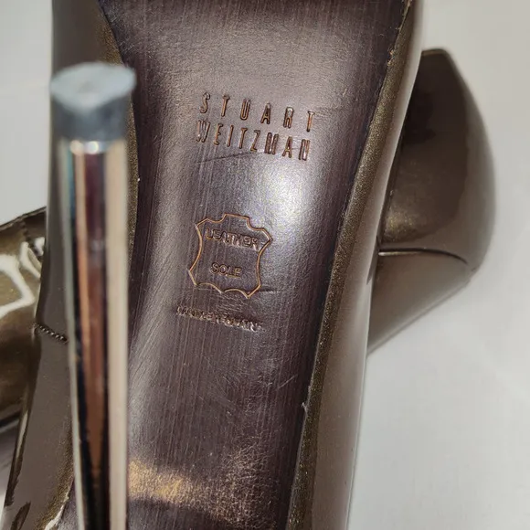 Stuart Weitzman Iron Quasar Pump Heels Size 8.5 Bronze Metallic Silver