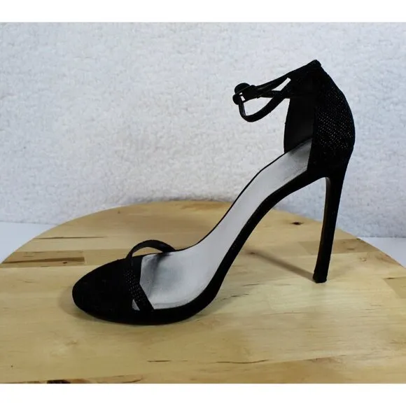 Stuart Weitzman Nudist Heels Womens Size 10 Black Goose Bump Stiletto