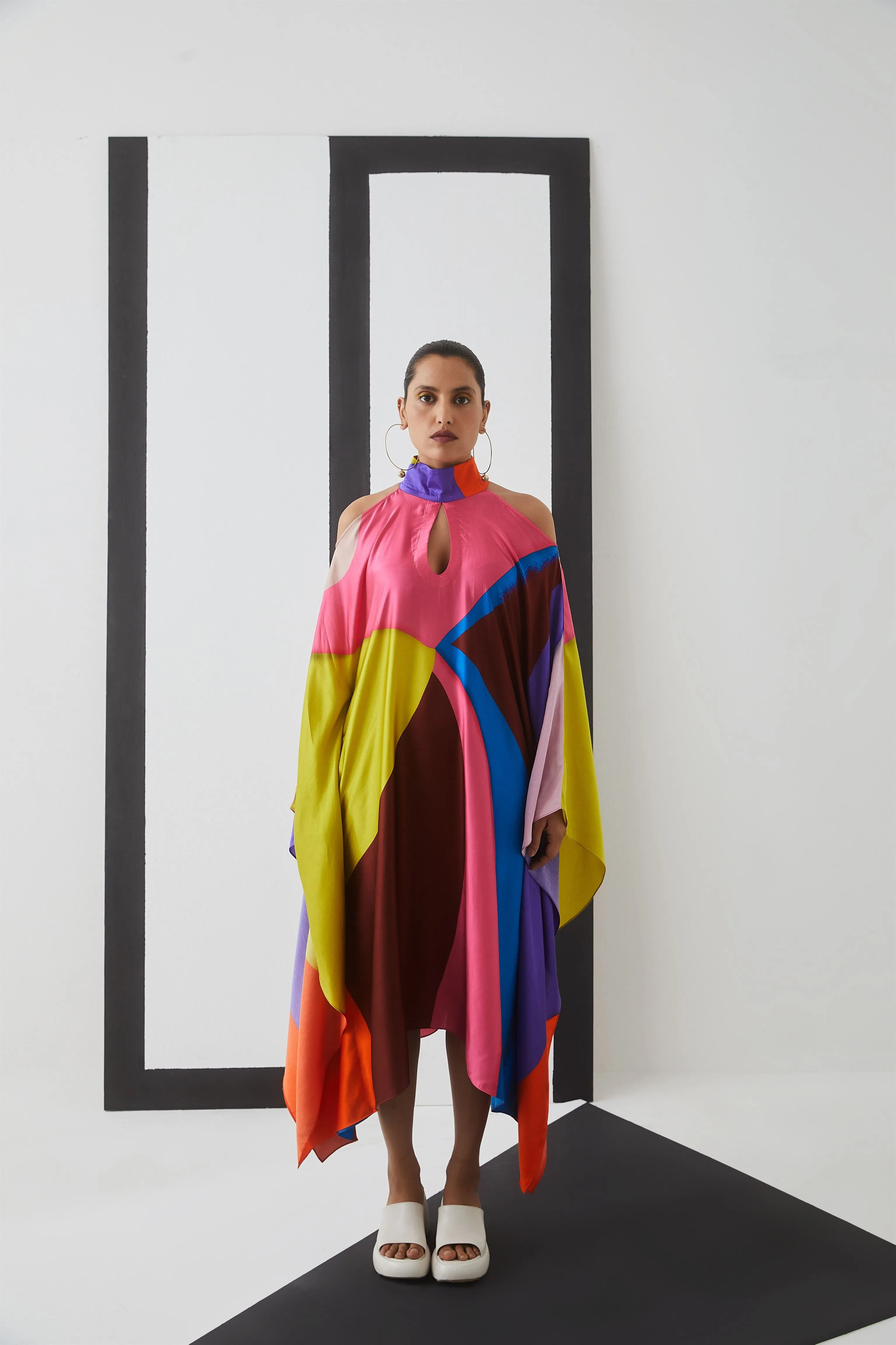 Studio Rigu Kievskoe Luna Pink Swirl Kimono Digital Print Vegan Silk Arcadia Collection