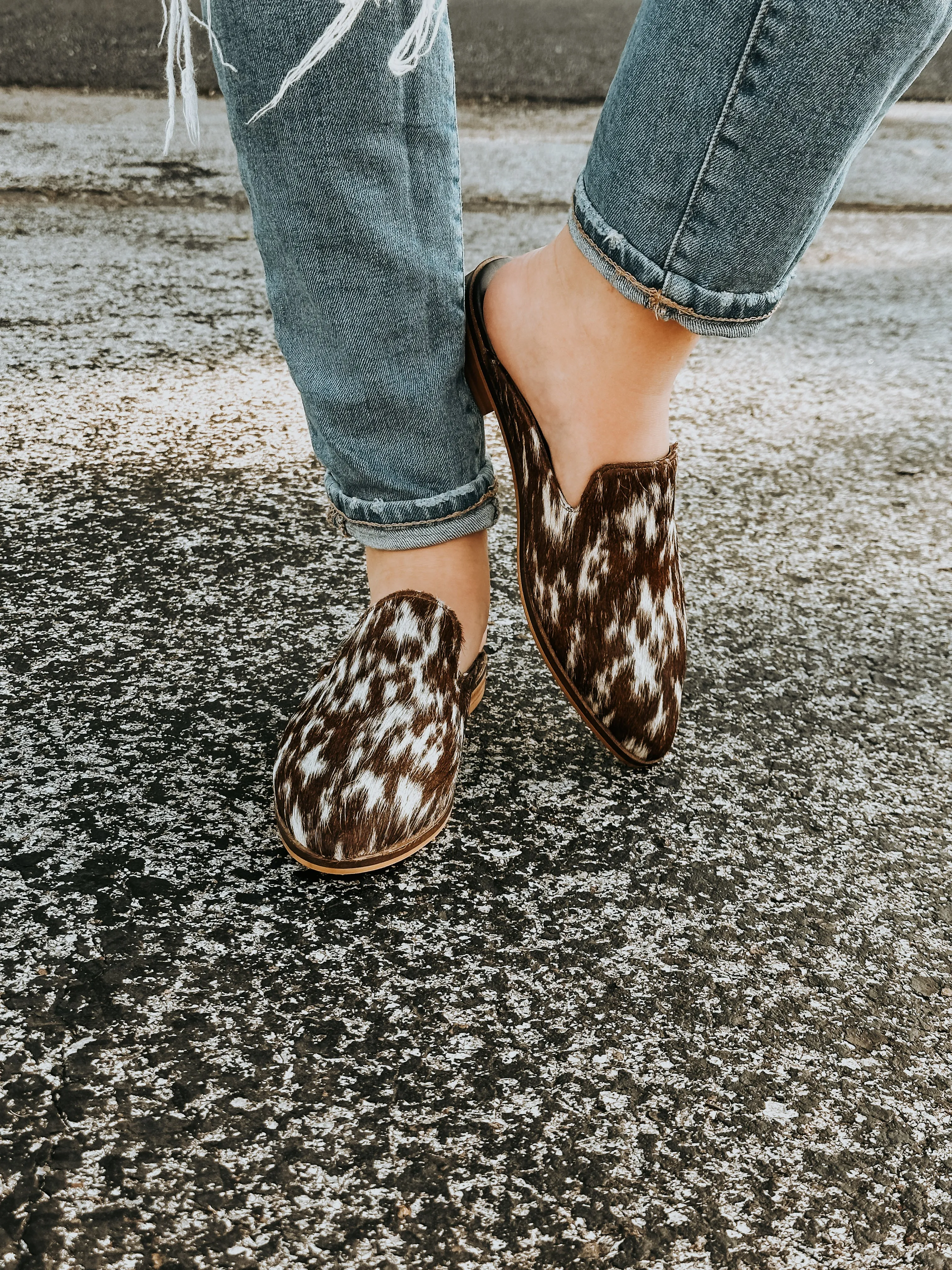 The Adair Chocolate Cowhide Mules