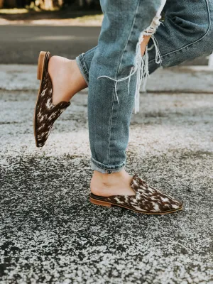 The Adair Chocolate Cowhide Mules