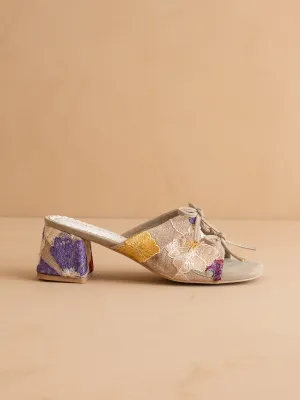 The Emerald | Floral Double Bow Peep Hole Sandal