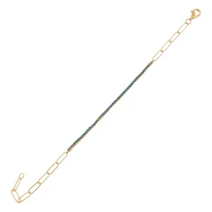 Thin Gemstone X Tennis Link Bracelet 14K