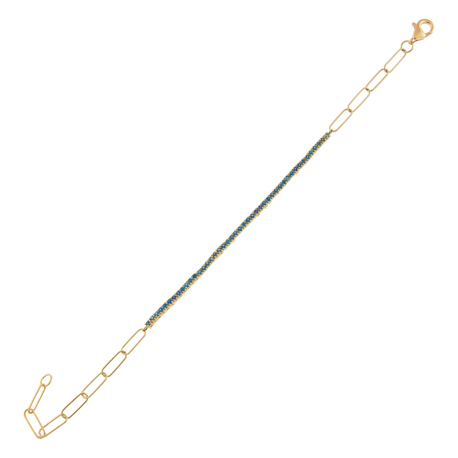 Thin Gemstone X Tennis Link Bracelet 14K