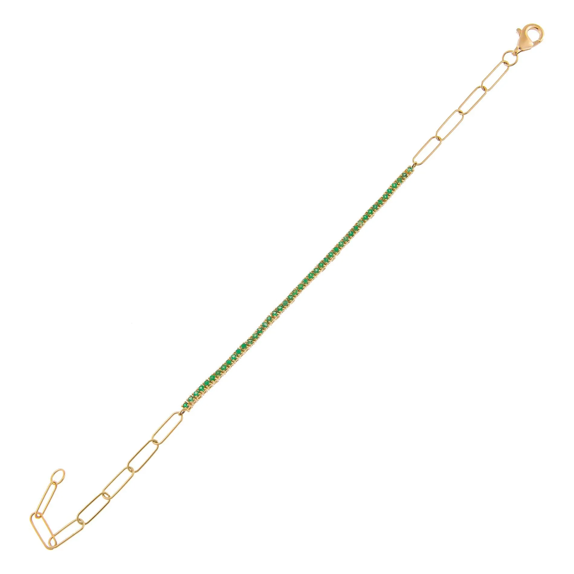 Thin Gemstone X Tennis Link Bracelet 14K