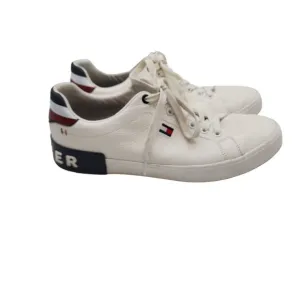Tommy Hilfiger Rezz Mens White Leather Synthetic Lace Up Sneakers Sz 9.5