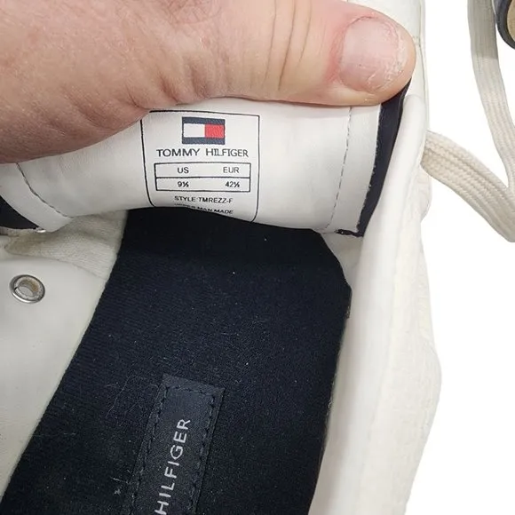 Tommy Hilfiger Rezz Mens White Leather Synthetic Lace Up Sneakers Sz 9.5