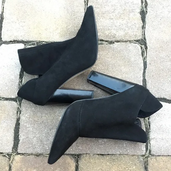 Topshop “Again” Black Suede Ankle Booties