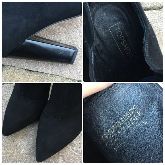 Topshop “Again” Black Suede Ankle Booties