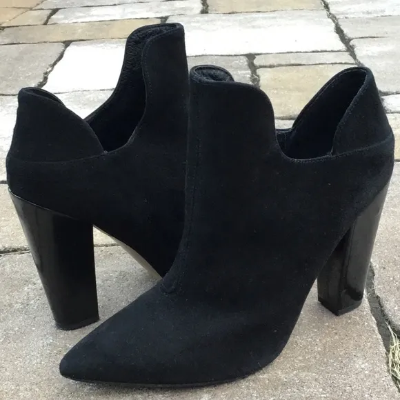 Topshop “Again” Black Suede Ankle Booties
