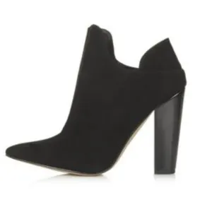 Topshop “Again” Black Suede Ankle Booties
