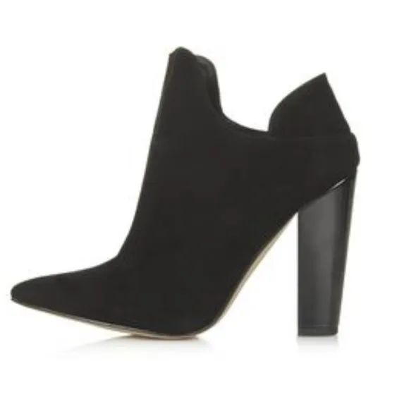 Topshop “Again” Black Suede Ankle Booties