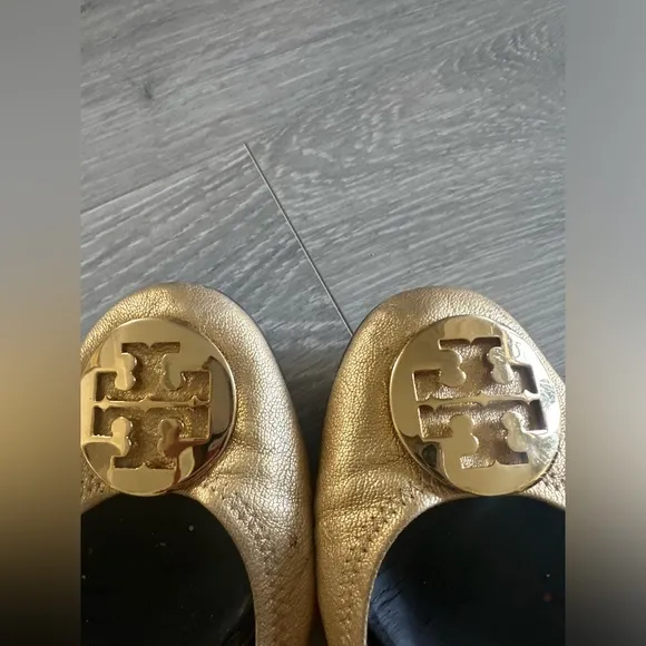 Tory Burch gold flats