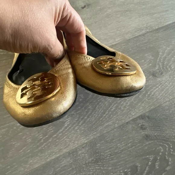 Tory Burch gold flats