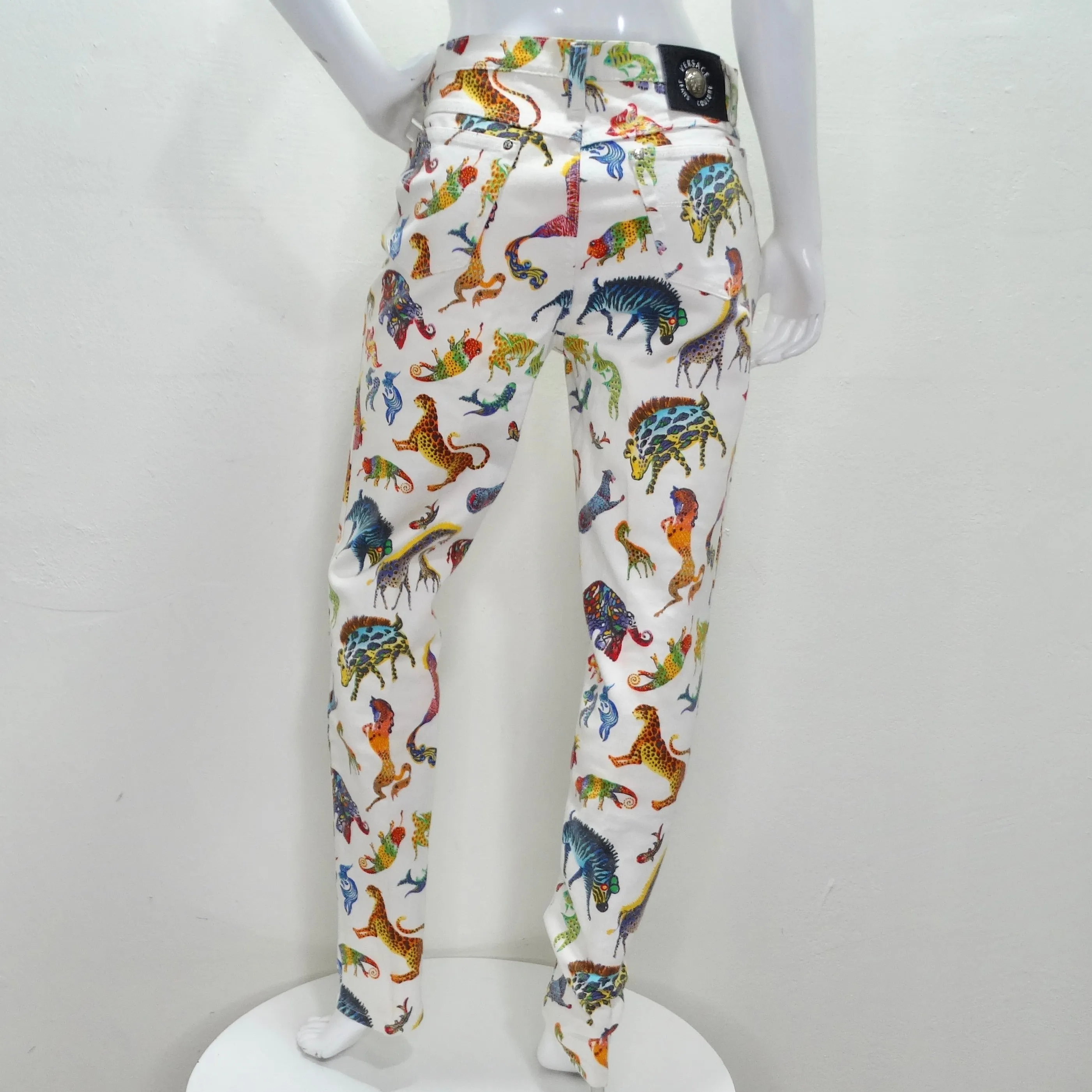 Versace 1990s Fantasy Animals Print Jeans