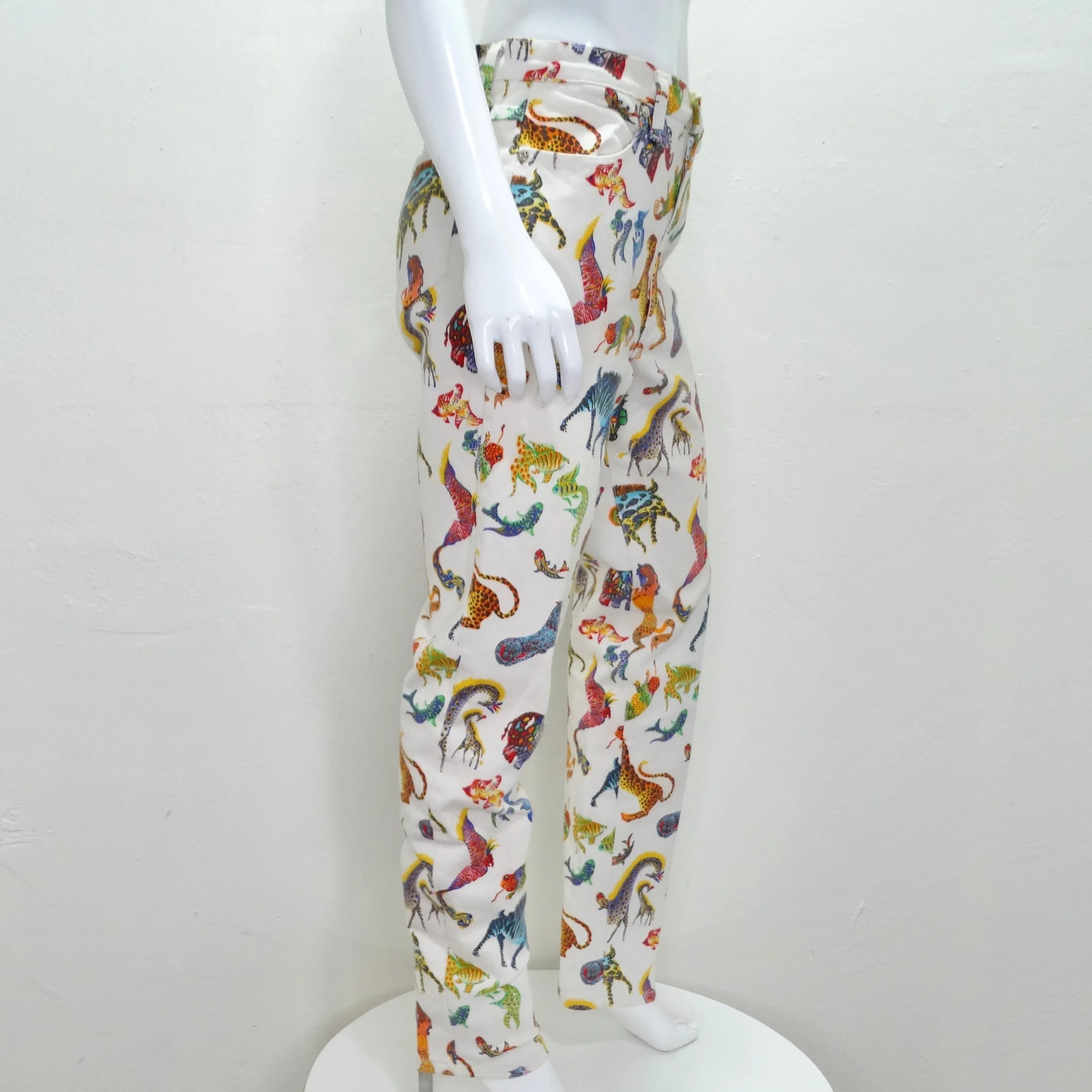 Versace 1990s Fantasy Animals Print Jeans