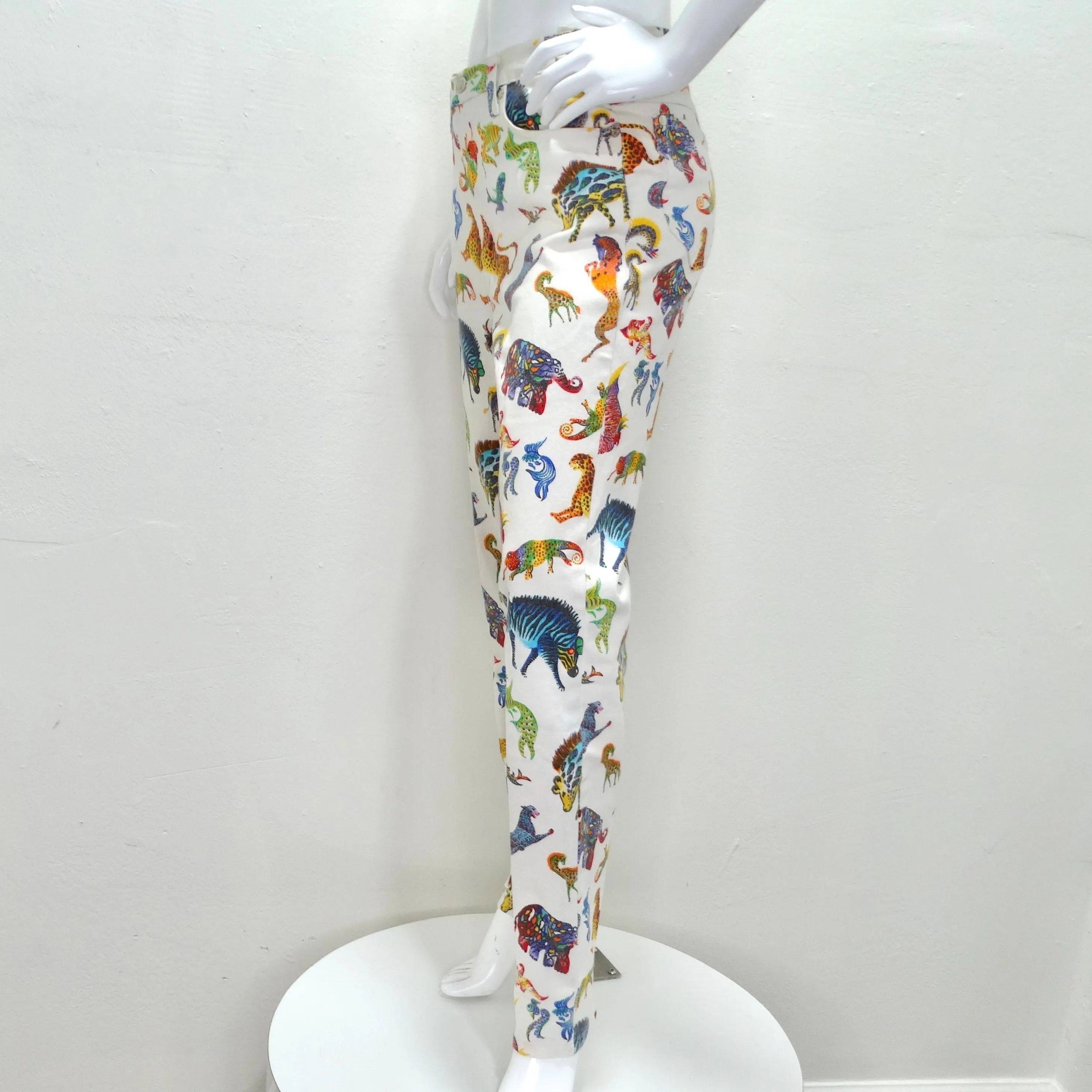Versace 1990s Fantasy Animals Print Jeans