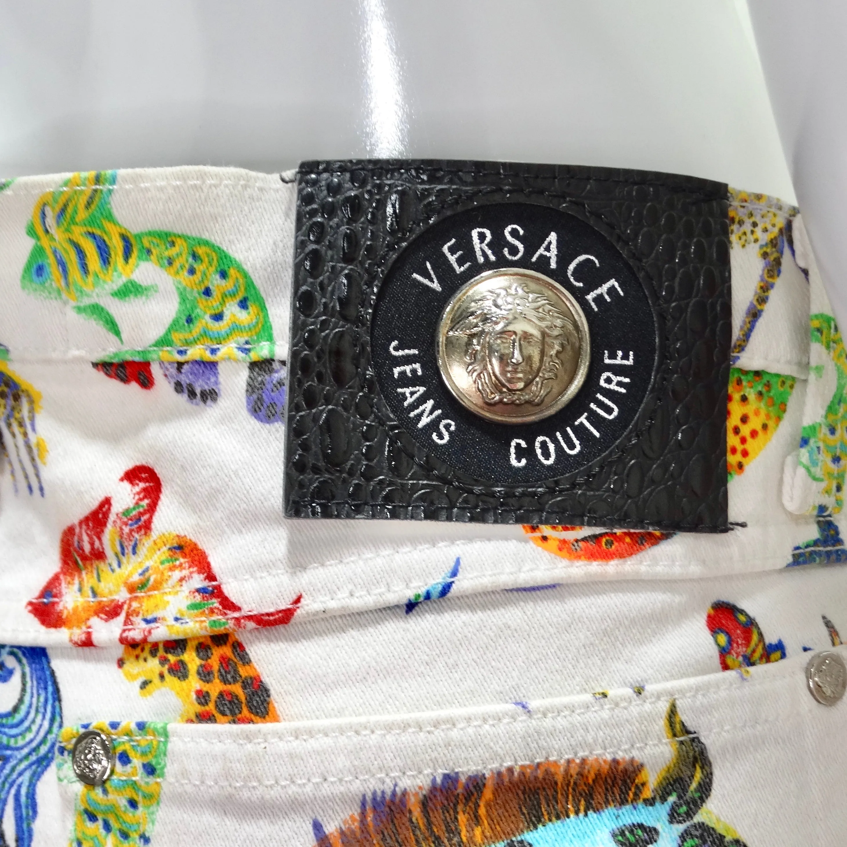 Versace 1990s Fantasy Animals Print Jeans