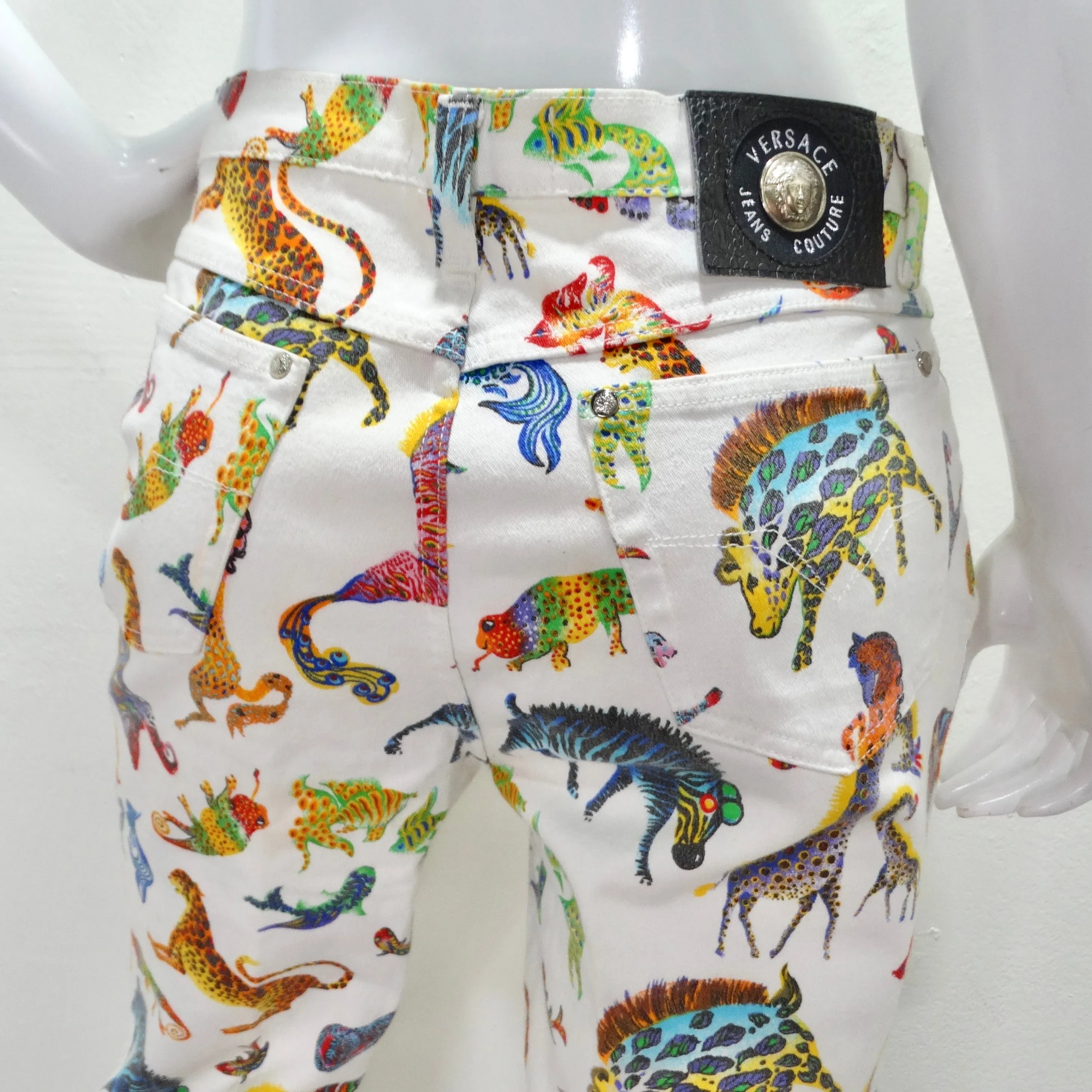 Versace 1990s Fantasy Animals Print Jeans