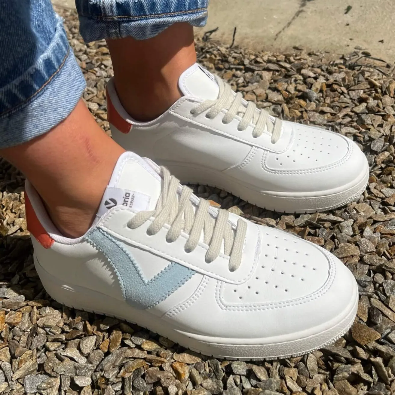 Victoria Madrid White Sneakers - Orange
