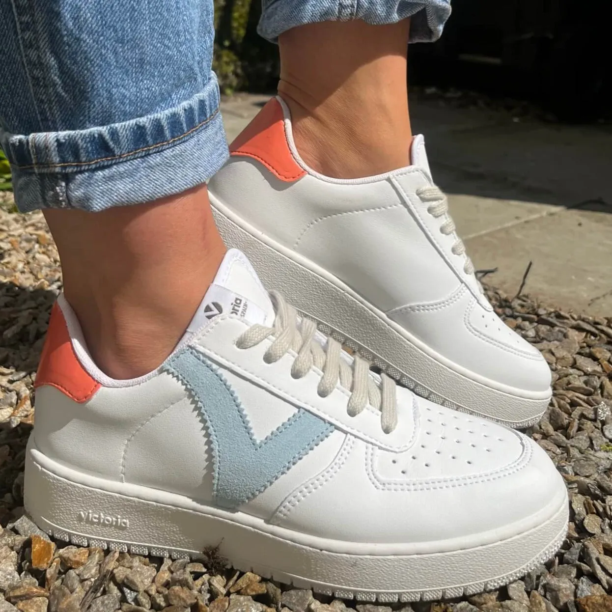 Victoria Madrid White Sneakers - Orange