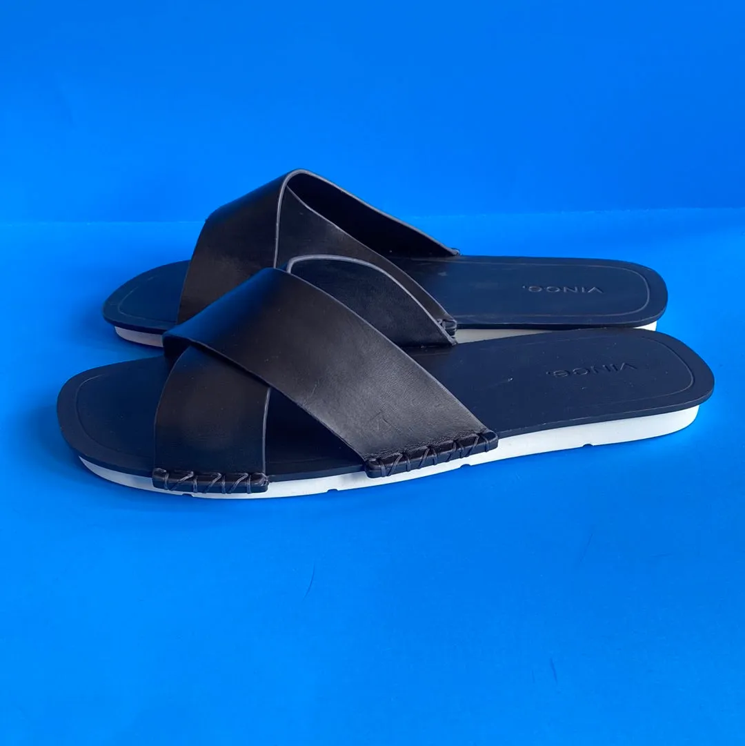Vince Black Criss Cross Flat Sandal 'Nico Coastal'