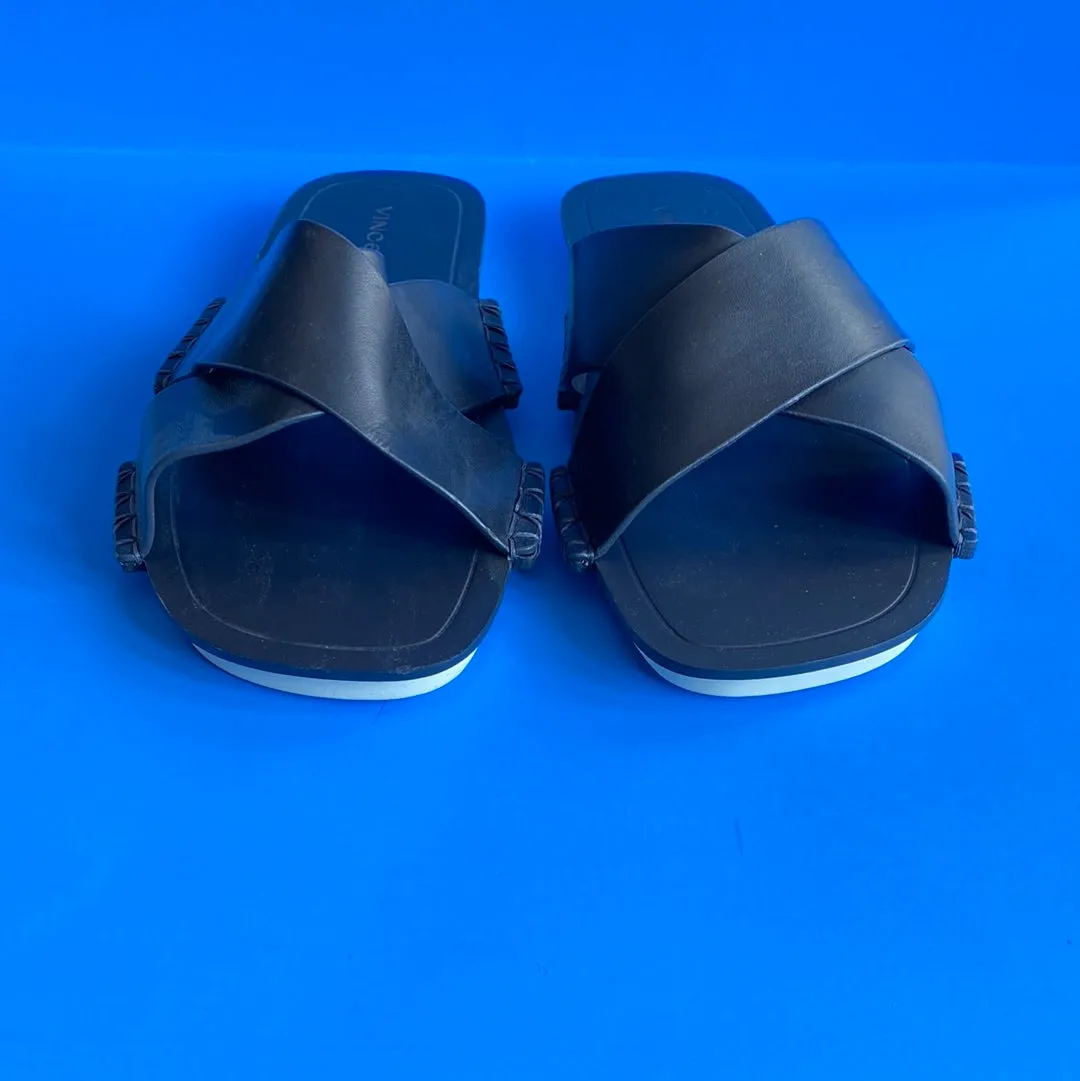 Vince Black Criss Cross Flat Sandal 'Nico Coastal'