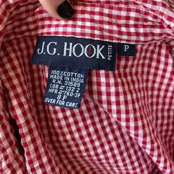 Vintage Gingham J.G. Hook Button Down Short Sleeve Midi Dress (H)