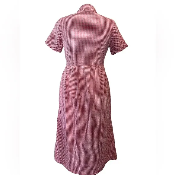 Vintage Gingham J.G. Hook Button Down Short Sleeve Midi Dress (H)