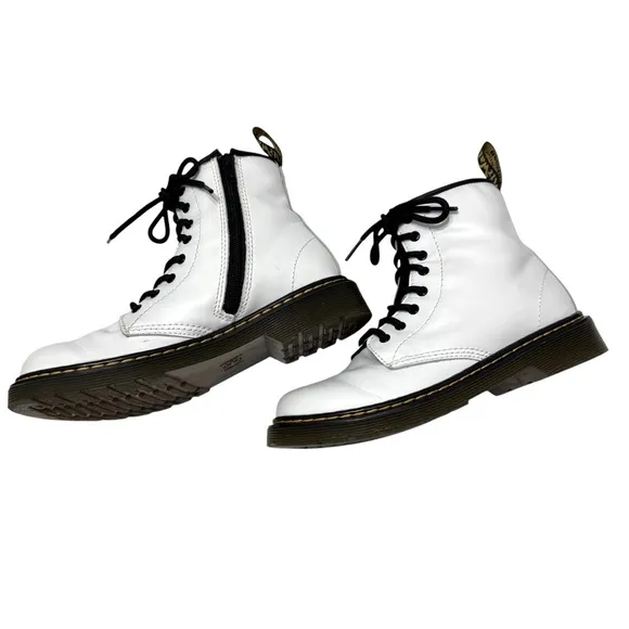 White Kids Dr. Marten Boots 1460 Leather Sz 4 US