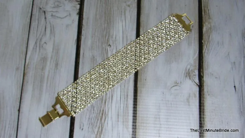 Wide Rhinestone Flexible Bracelet