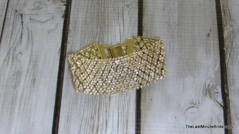 Wide Rhinestone Flexible Bracelet