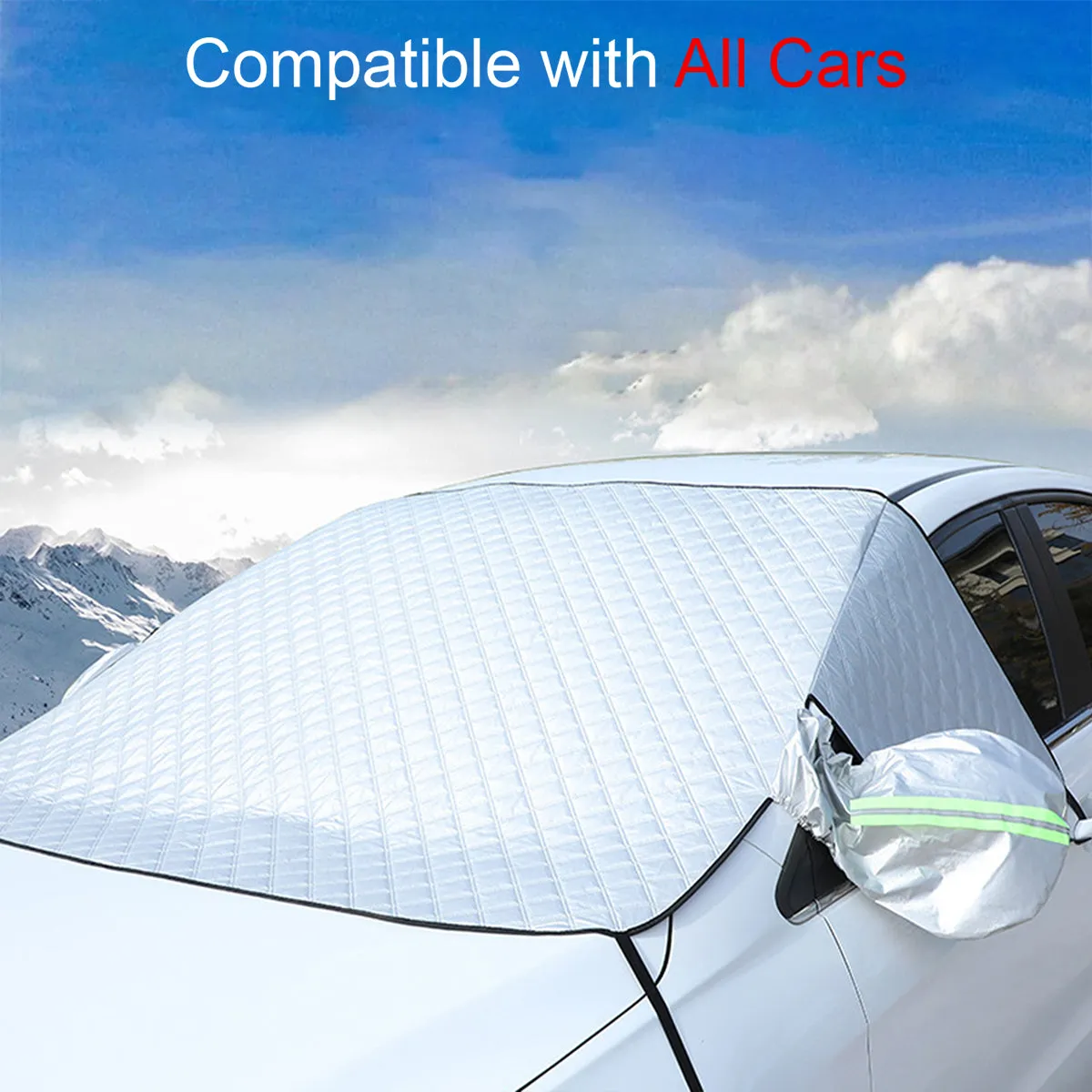 Windshield Cover for Ice and Snow, Custom fit for Car, Magnetic Windshield Cover, Water, Heat & Sag-Proof Car Windshield Snow Cover, Mirror Protector Windproof Sunshade Cover