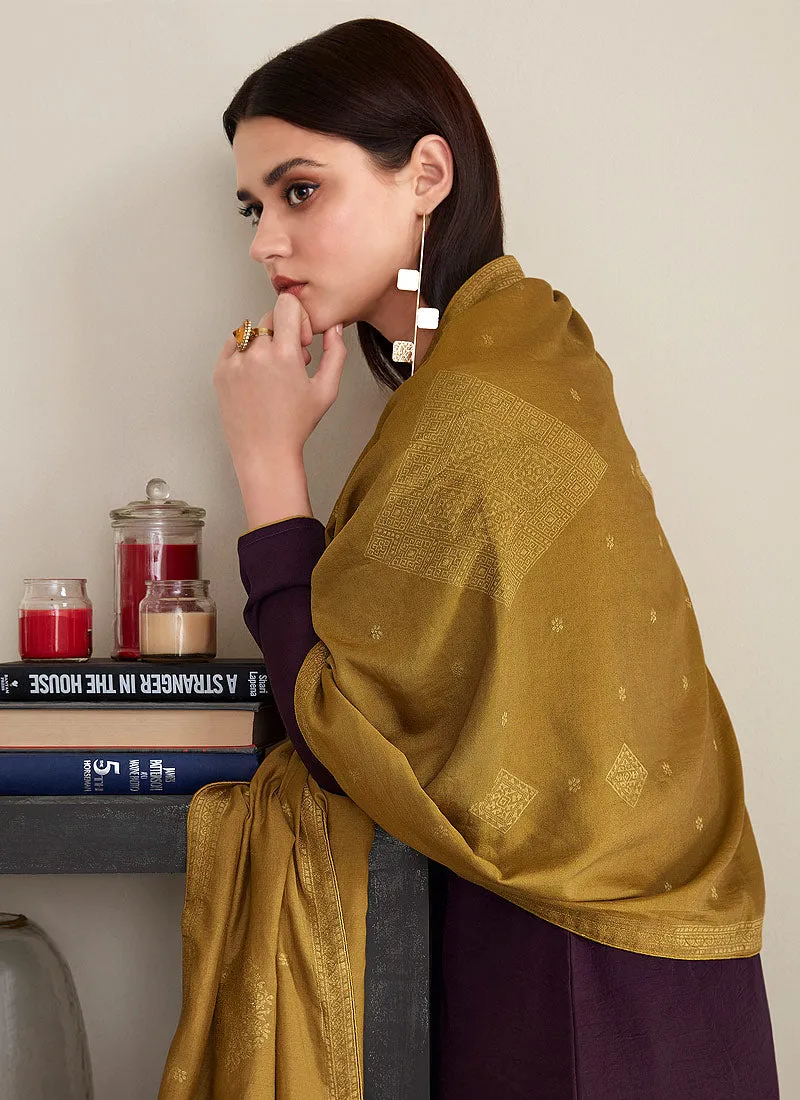 Wine And Yellow Embroidered Pant Style Suit