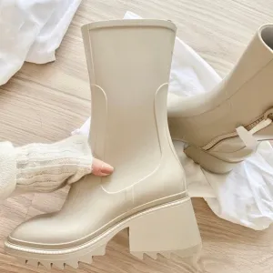 Women Platform Chunky Heels Chelsea Boots