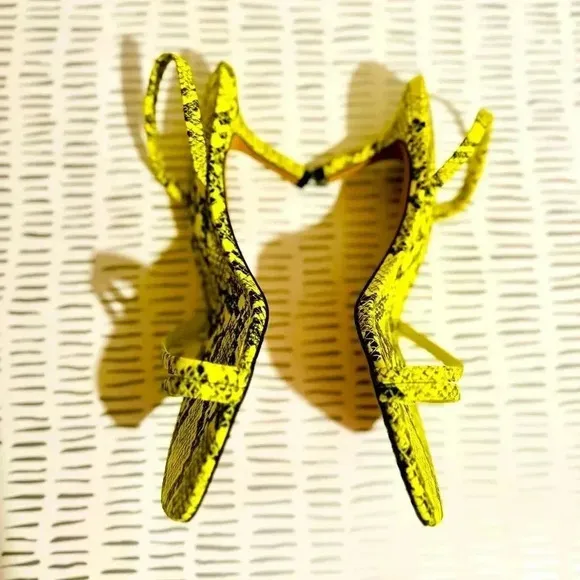 Women’s lime green snakeskin heels