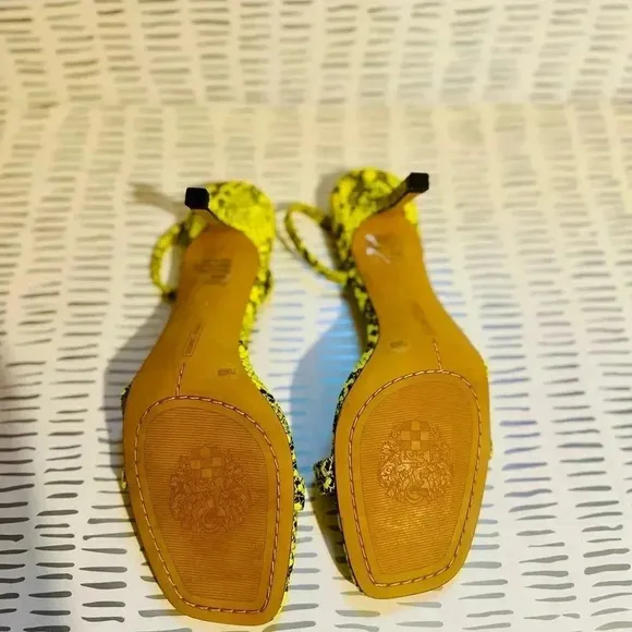 Women’s lime green snakeskin heels