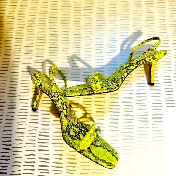 Women’s lime green snakeskin heels