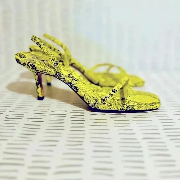 Women’s lime green snakeskin heels