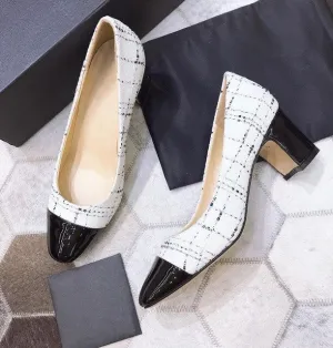 Women's Shoes Genuine Leather Shoes For Woman Low Heels Pumps Slip On Round Toe Thick Square Heels Plus Size 34-42