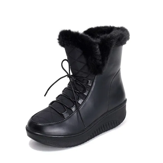 Women's Shoes Solid Slip-On Soft Snow Boots - Black/White