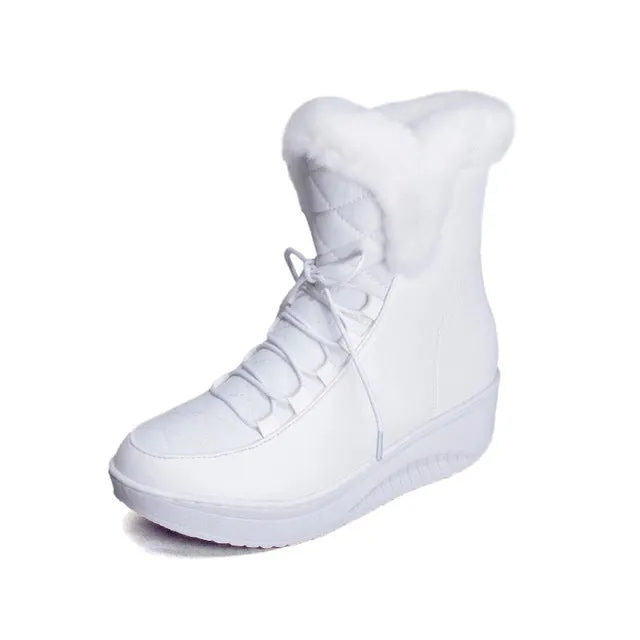 Women's Shoes Solid Slip-On Soft Snow Boots - Black/White