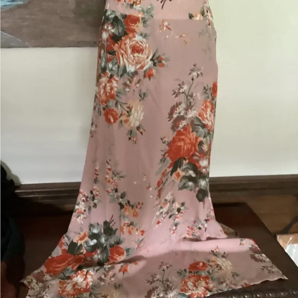 XXL April Cornell Peach Floral Maxi Skirt A-Line Formal to Casual