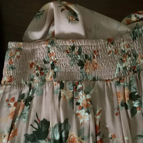XXL April Cornell Peach Floral Maxi Skirt A-Line Formal to Casual