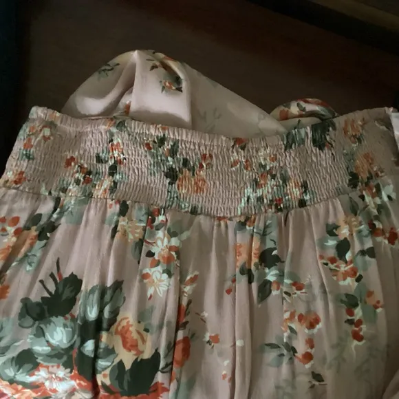 XXL April Cornell Peach Floral Maxi Skirt A-Line Formal to Casual
