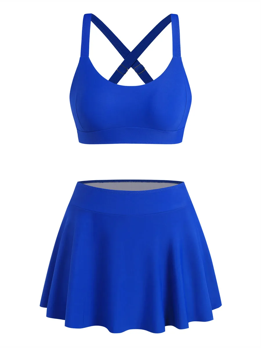 ZAFUL Women Bikini Sets Two Piece Swimsuit Sporty Push Up Bathing Suit with Swim Skirt Swimwear