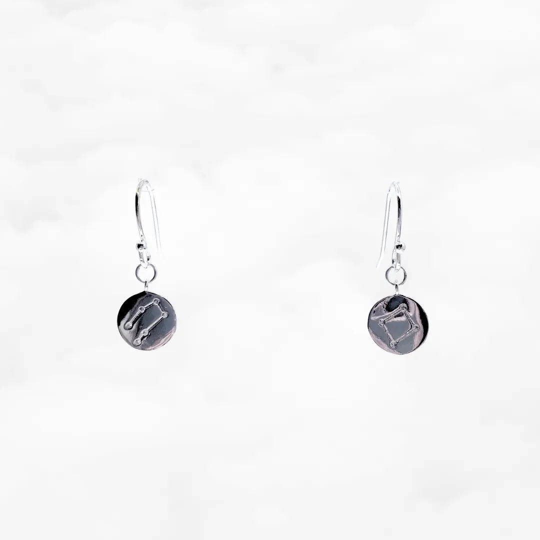 Zodiac Charm Earrings Silver